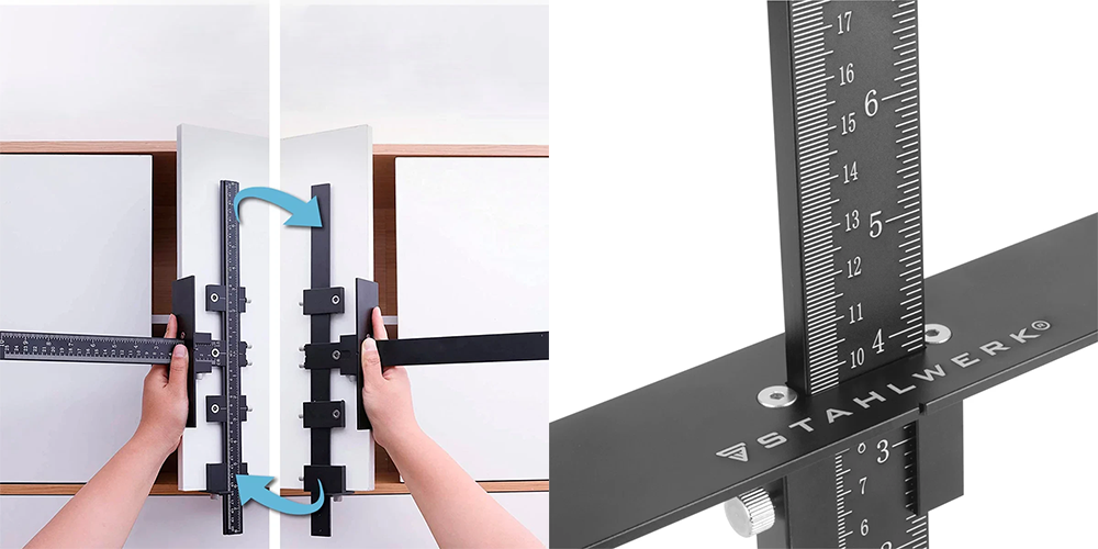 Prowadnica wiertarska z ogranicznikiem STAHLWERK - Kolaż