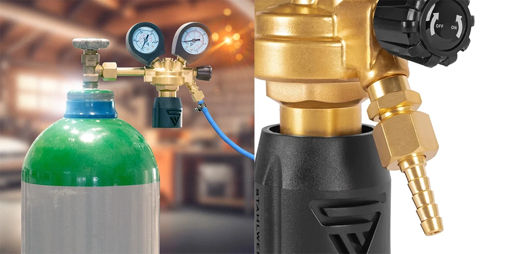 Reduktor ciśnienia do ARGON CO2 STAHLWERK ST-300 Pro - Kolaż