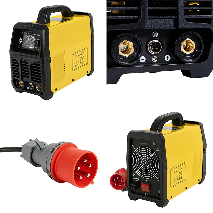 Spawarka inwertorowa MAGNUM Snake 270 LED V2 MMA / TIG LIFT 400V 250A - Kolaż
