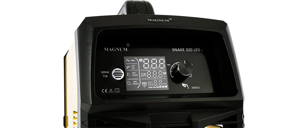 Spawarka inwertorowa MAGNUM Snake 320 LED V2 MMA / TIG LIFT 300A 400V IGBT - Ekran