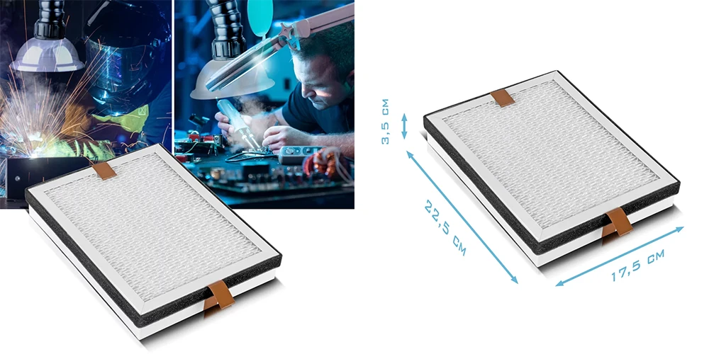 Średni filtr HEPA do systemu odciągu oparów STAHLWERK FE-150 ST - Kolaż