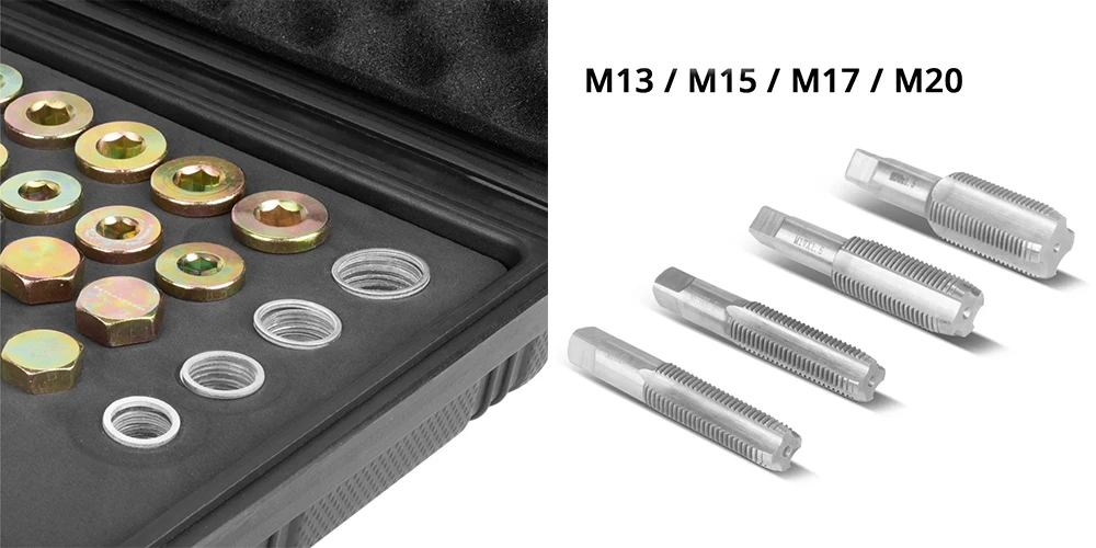 Zestaw naprawczy do gwintów korka spustowego oleju STAHLWERK - Kolaż