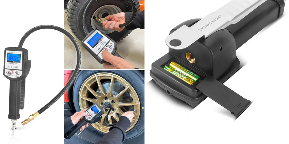 Cyfrowa pompka na sprężone powietrze do opon STAHLWERK DRP-18-ST - Kolaż