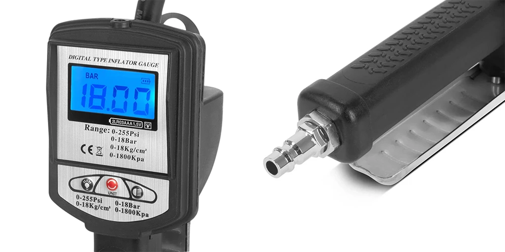 Cyfrowa pompka na sprężone powietrze do opon STAHLWERK DRP-18-ST - Kolaż