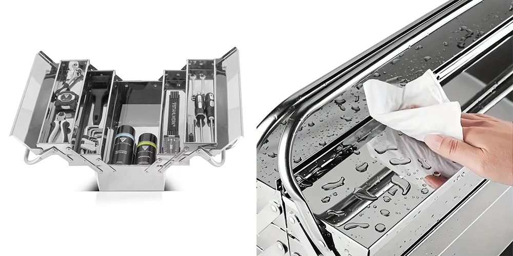 Skrzynka narzędziowa ze stali nierdzewnej STAHLWERK - Kolaż