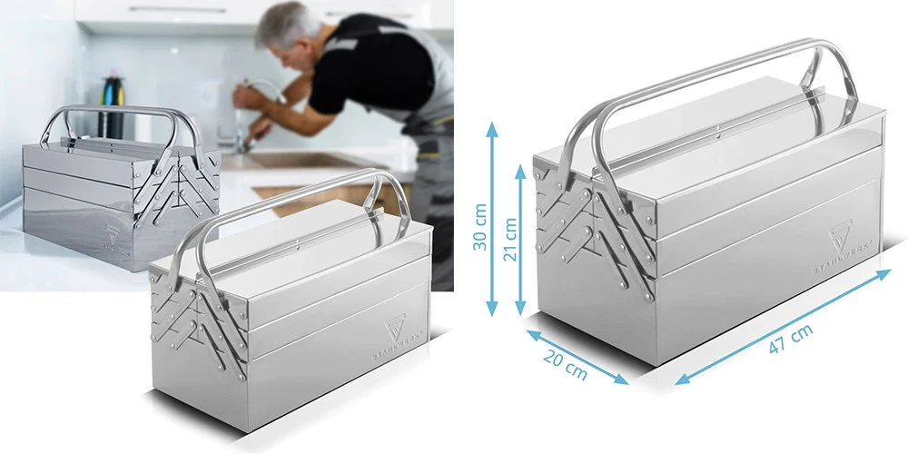 Skrzynka narzędziowa ze stali nierdzewnej STAHLWERK - Kolaż