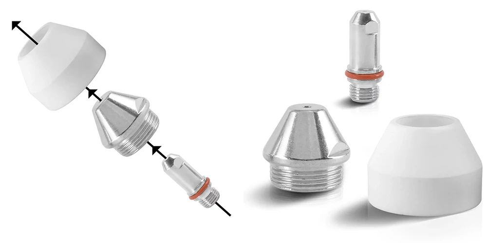 Zestaw części eksploatacyjnych uchwytu plazmowego STAHLWERK WSD-200 CUT - Kolaż