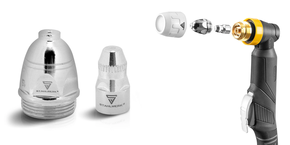 Części eksploatacyjne uchwytu plazmowego STAHLWERK P-80 CUT - Zestaw - Kolaż