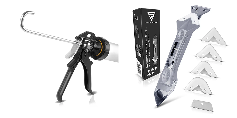 Pistolet do silikonu STAHLWERK SP-600 ST 600 ml - Kolaż