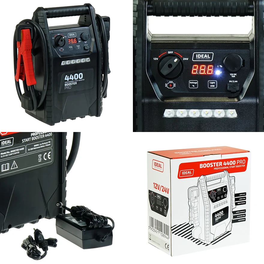 Urządzenie Rozruchowe Ideal Booster 4400 PRO 12/24V - Akumulator 44 Ah