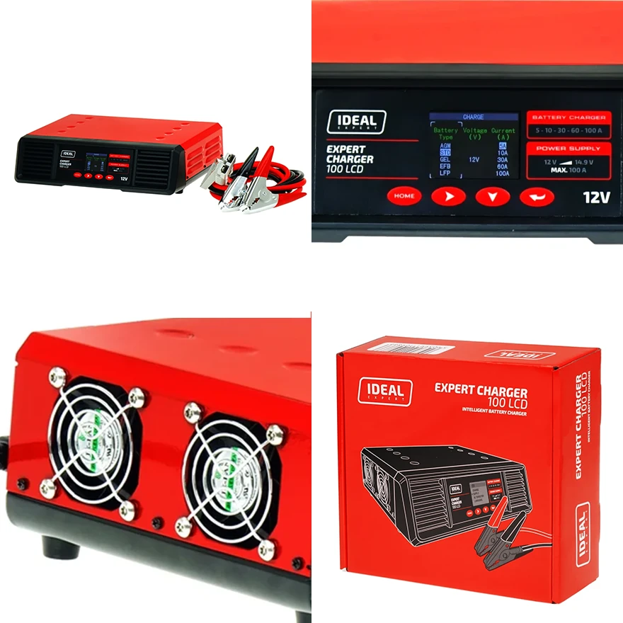 Ideal Expert Charger 100 LCD 12V - Prostownik do ładowania akumulatorów tradycyjnych żelowych MF AGM Pb-Ca EFB
