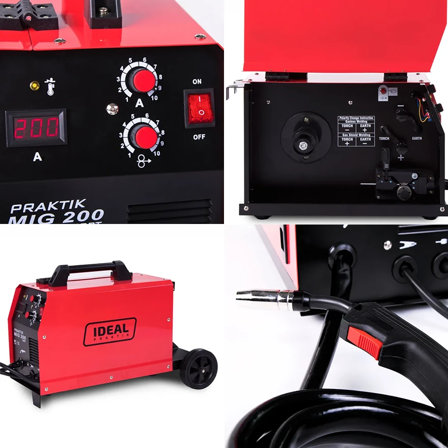 Spawarka Migomat Ideal Praktik MIG 200 - Kolaż