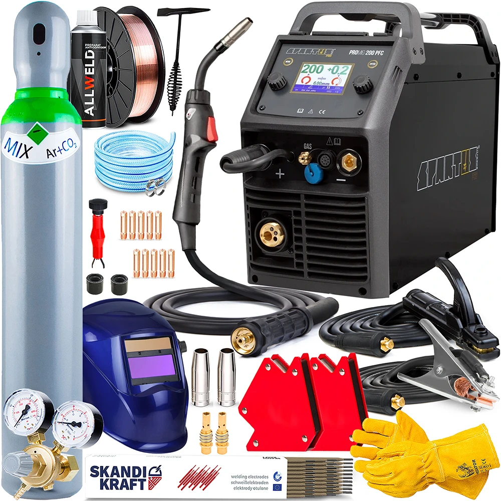 Spawarka SPARTUS ProMIG 200PFC - widok ogólny urządzenia z kolorowym wyświetlaczem