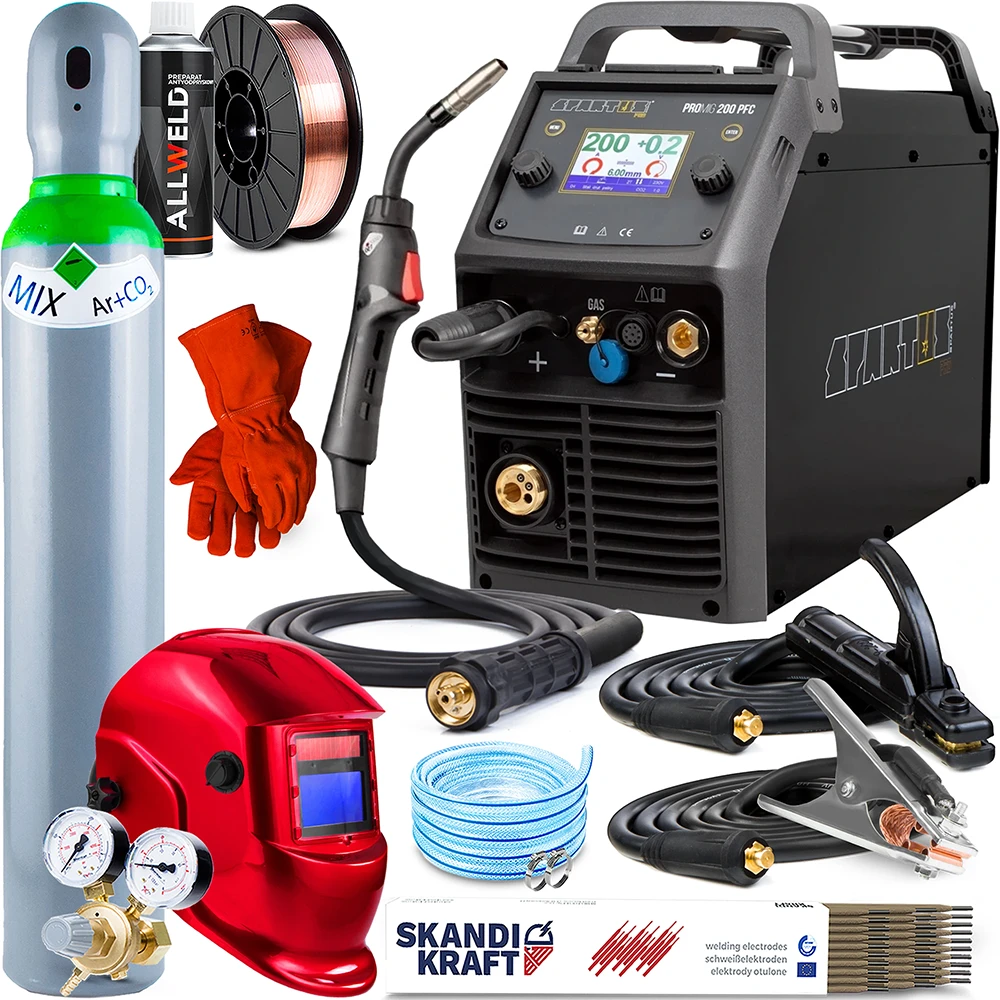 Spawarka SPARTUS ProMIG 200PFC - widok ogólny urządzenia z kolorowym wyświetlaczem