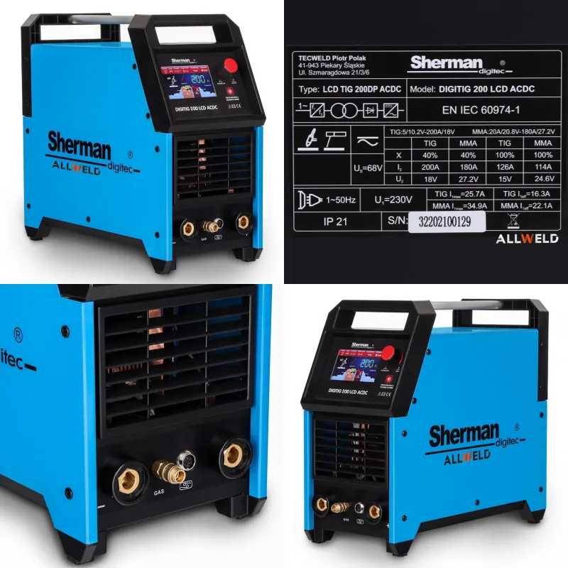 Spawarka TIG Sherman DIGITIG 200 LCD AC/DC