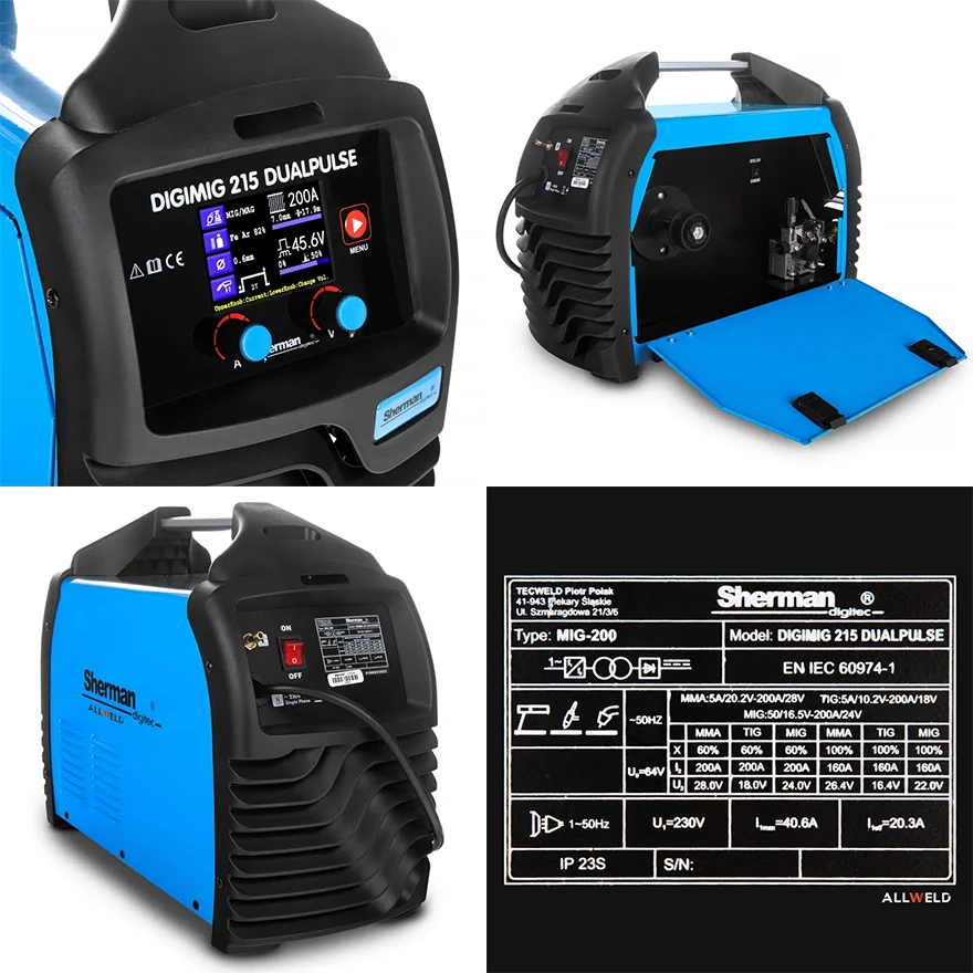 Spawarka Migomat Sherman MIG Digimig 215 LCD Dual Puls Synergia
