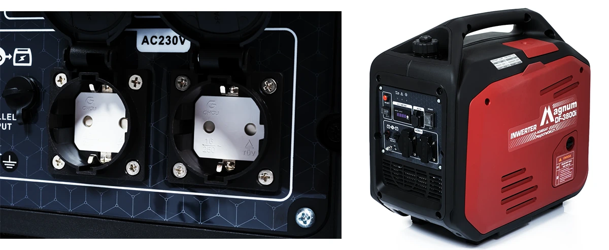Wielofunkcyjny panel sterowania agregatu MAGNUM DF-3800I z gniazdami Schuko i USB