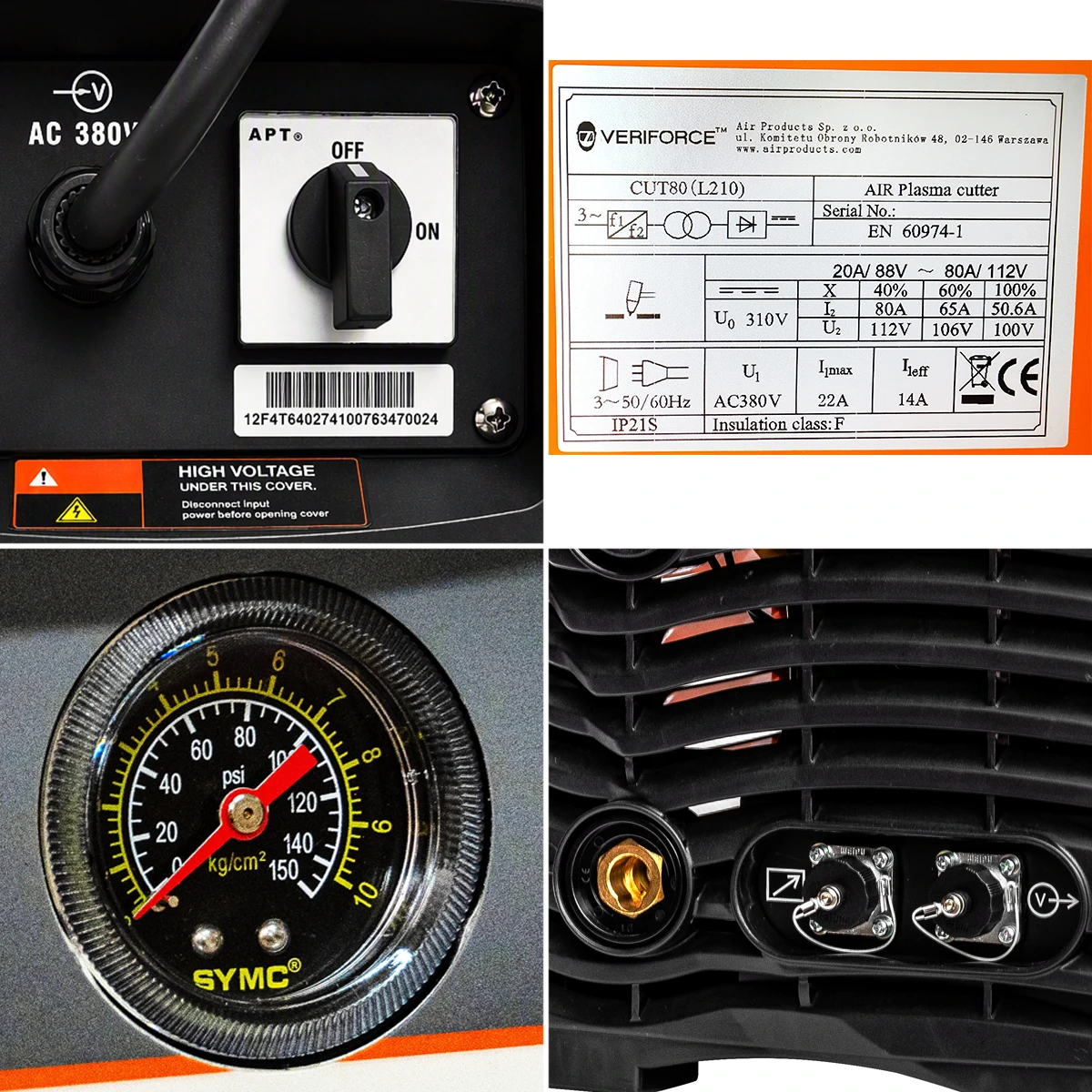 Przecinarka plazmowa VERIFORCE® CUT 80 PRO (HF, 80A, 400V)