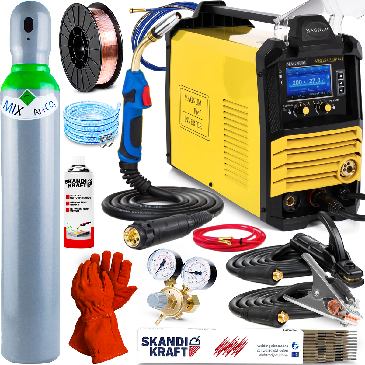 Spawarka Magnum MIG 224 4x4 S-DP Puls Synergia - Zestaw Producenta