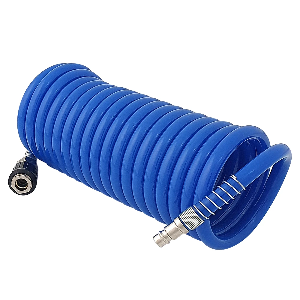 Wąż spiralny poliuretanowy PU 8x12mm z szybkozłączkami R26 długość 5m